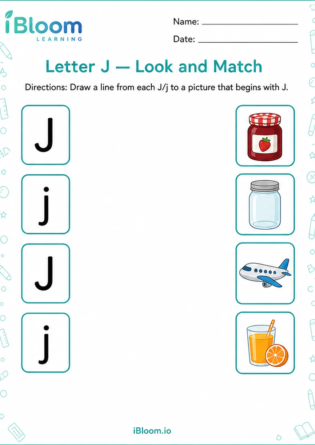 Preview page 1 of Letter J — Look and Match