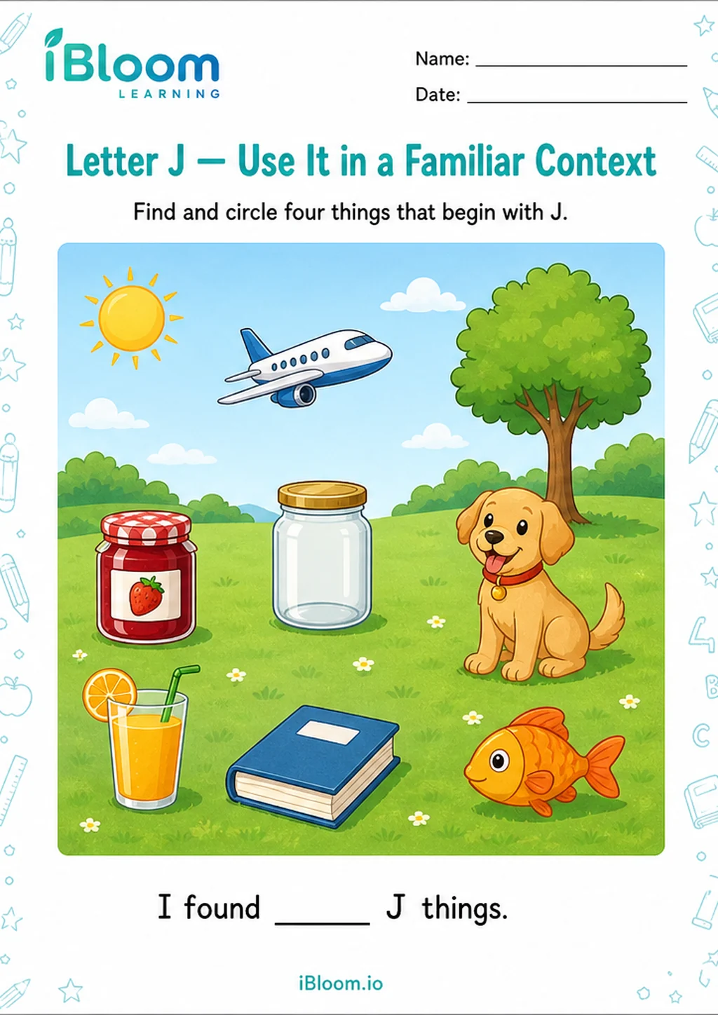 Preview of Letter J — Use It in a Familiar Context worksheet