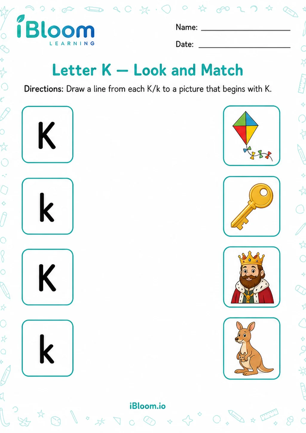 Preview page 1 of Letter K — Look and Match