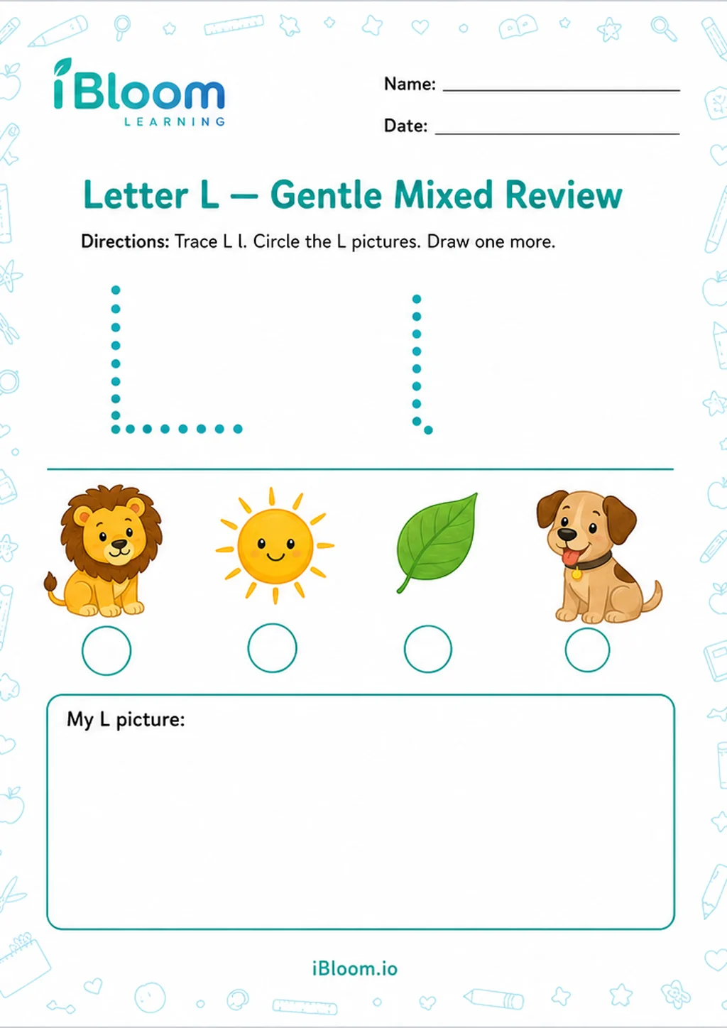 Preview of Letter L — Gentle Mixed Review worksheet