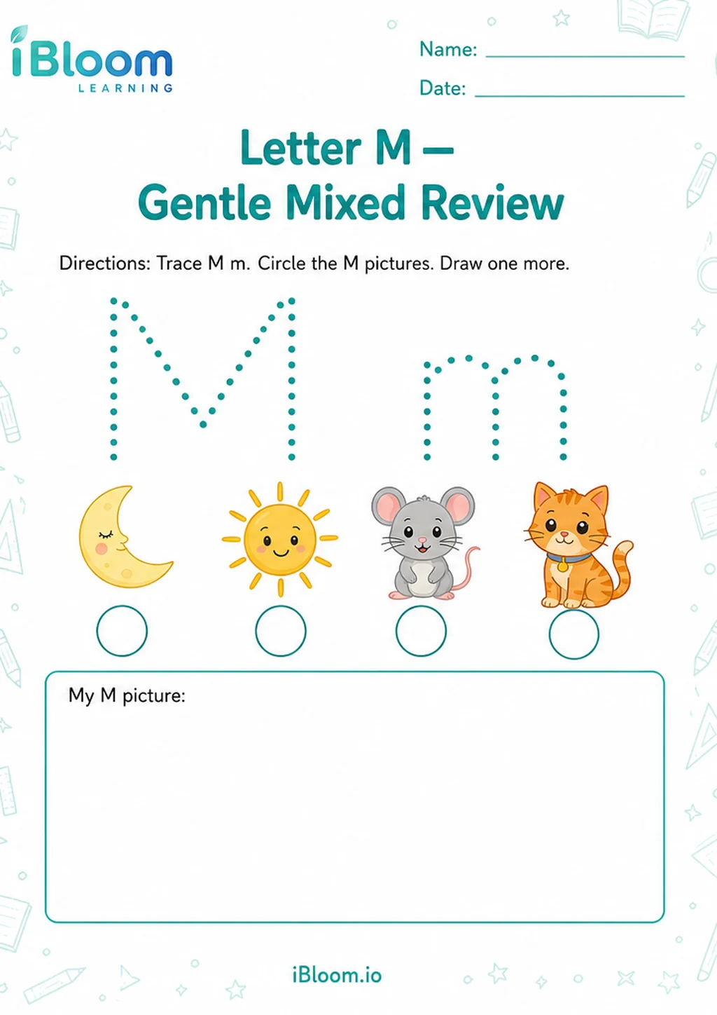Preview of Letter M — Gentle Mixed Review worksheet