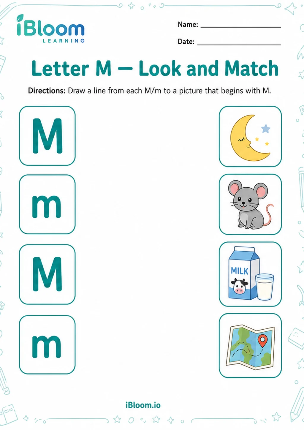 Preview page 1 of Letter M — Look and Match