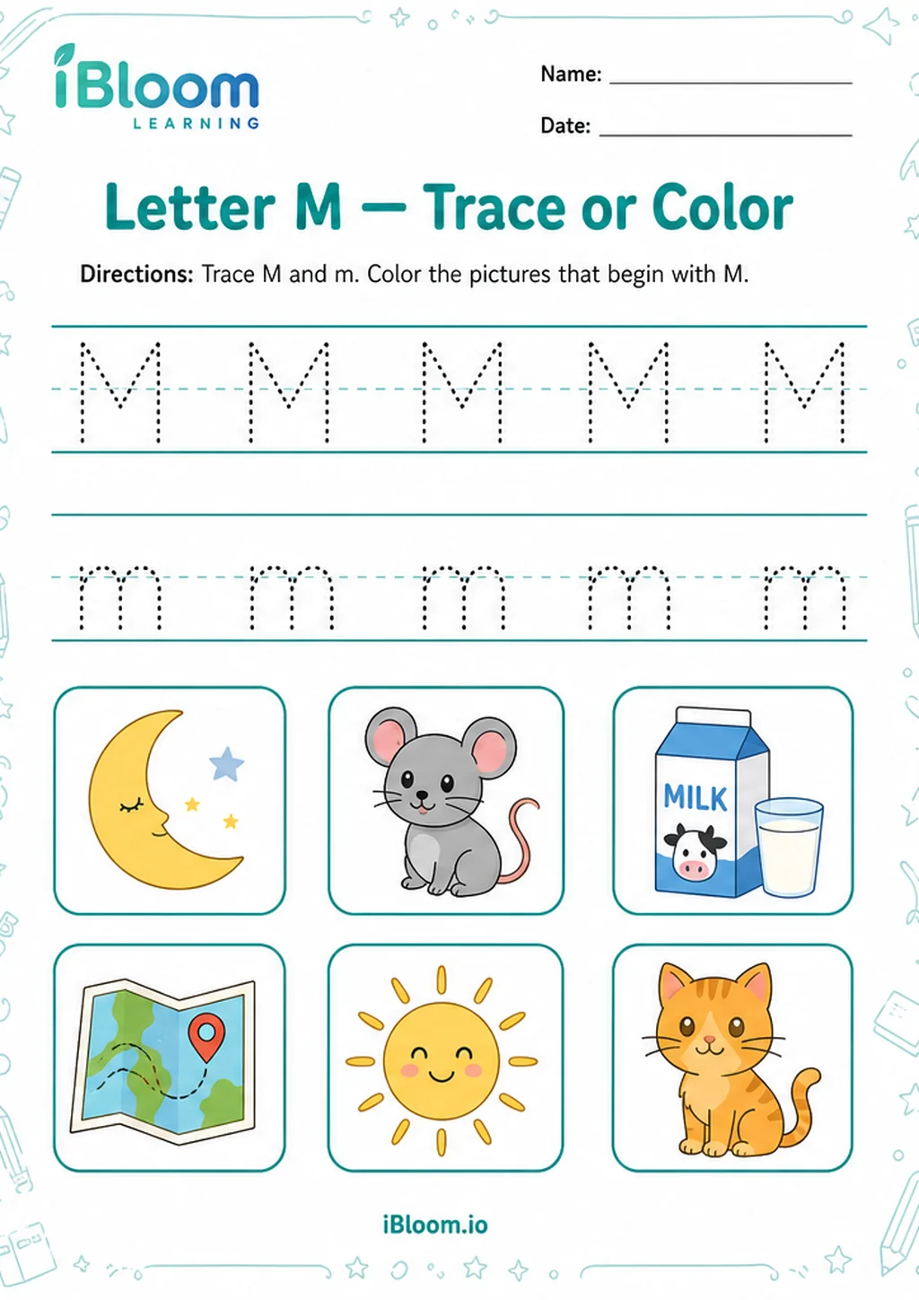 Preview of Letter M — Trace or Color worksheet