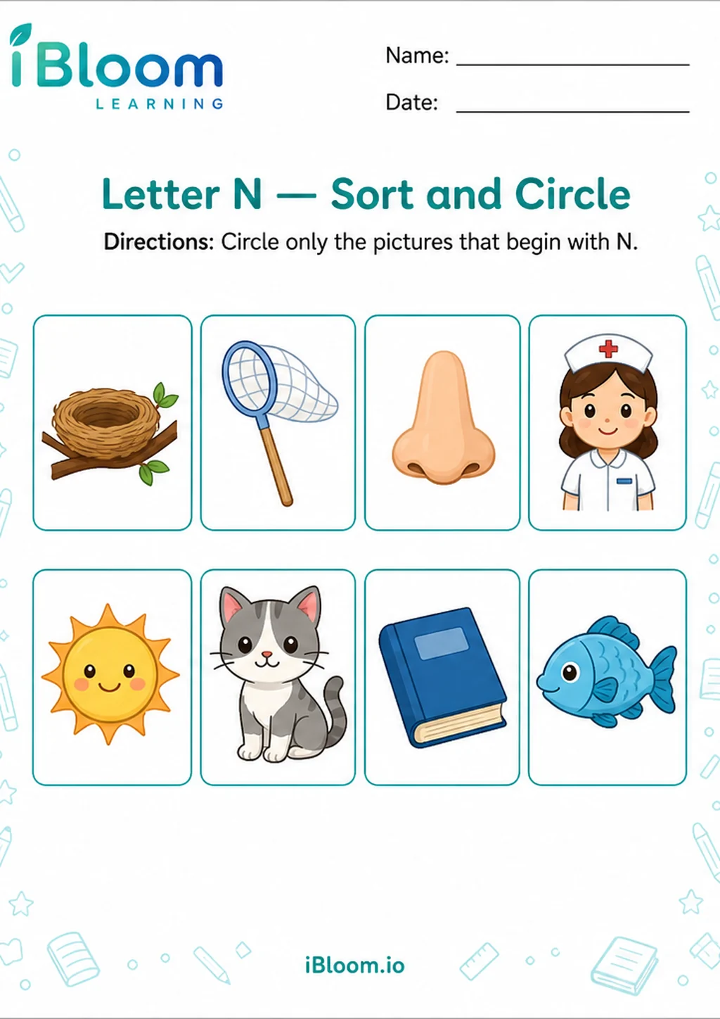 Preview of Letter N — Sort and Circle worksheet