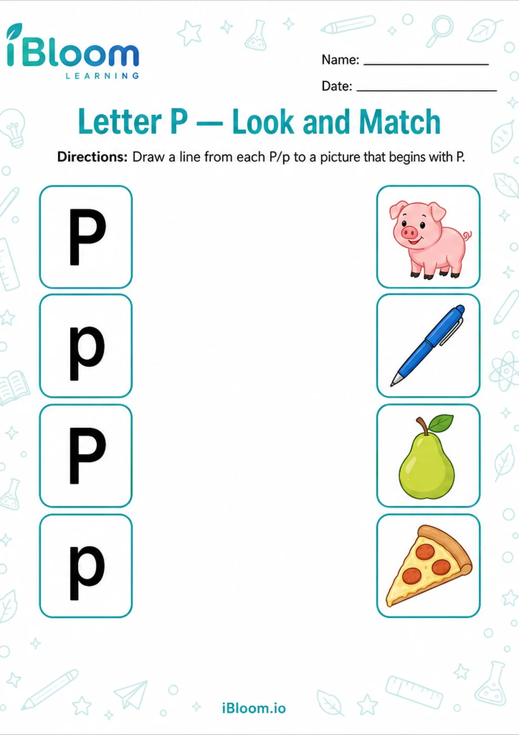Preview page 1 of Letter P — Look and Match