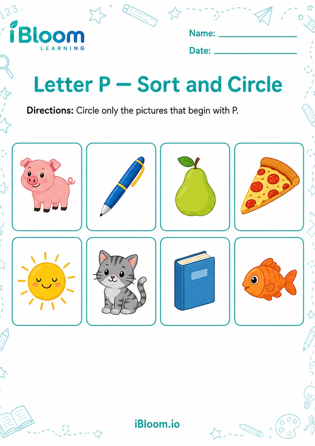 Preview of Letter P — Sort and Circle worksheet