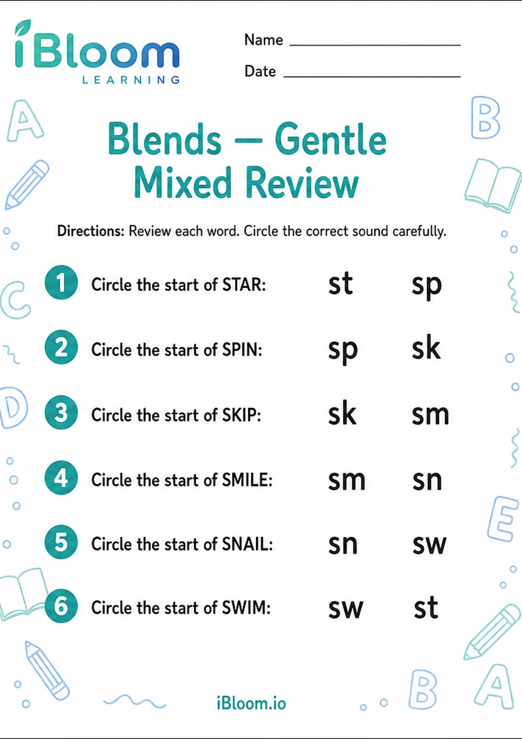 Preview page 1 of Blends — Gentle Mixed Review