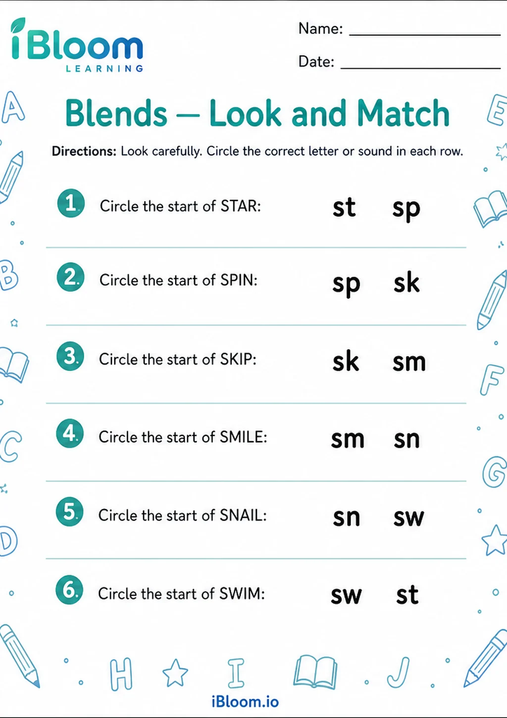 Preview page 1 of Blends — Look and Match