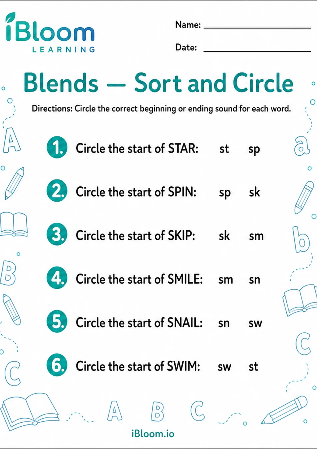 Preview of Blends — Sort and Circle worksheet