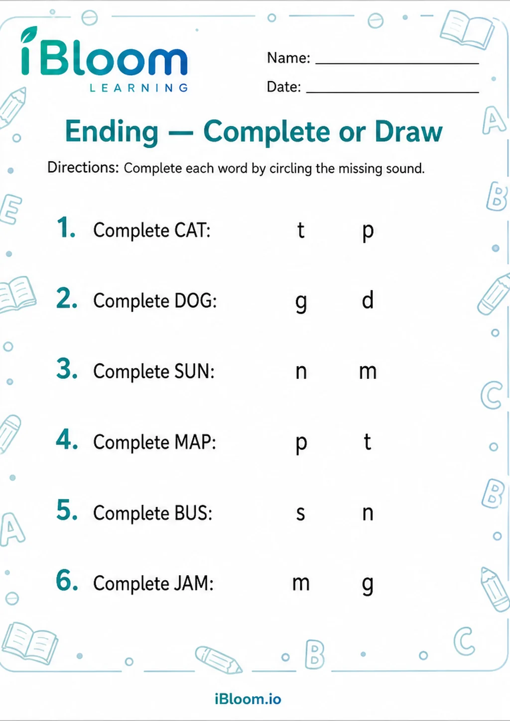 Preview of Ending — Complete or Draw worksheet