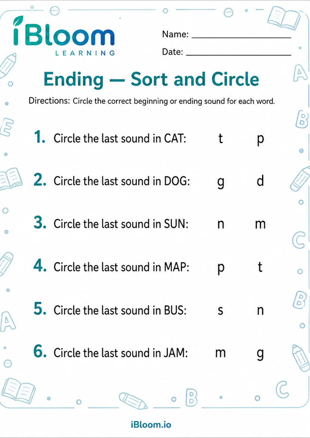 Preview page 1 of Ending — Sort and Circle