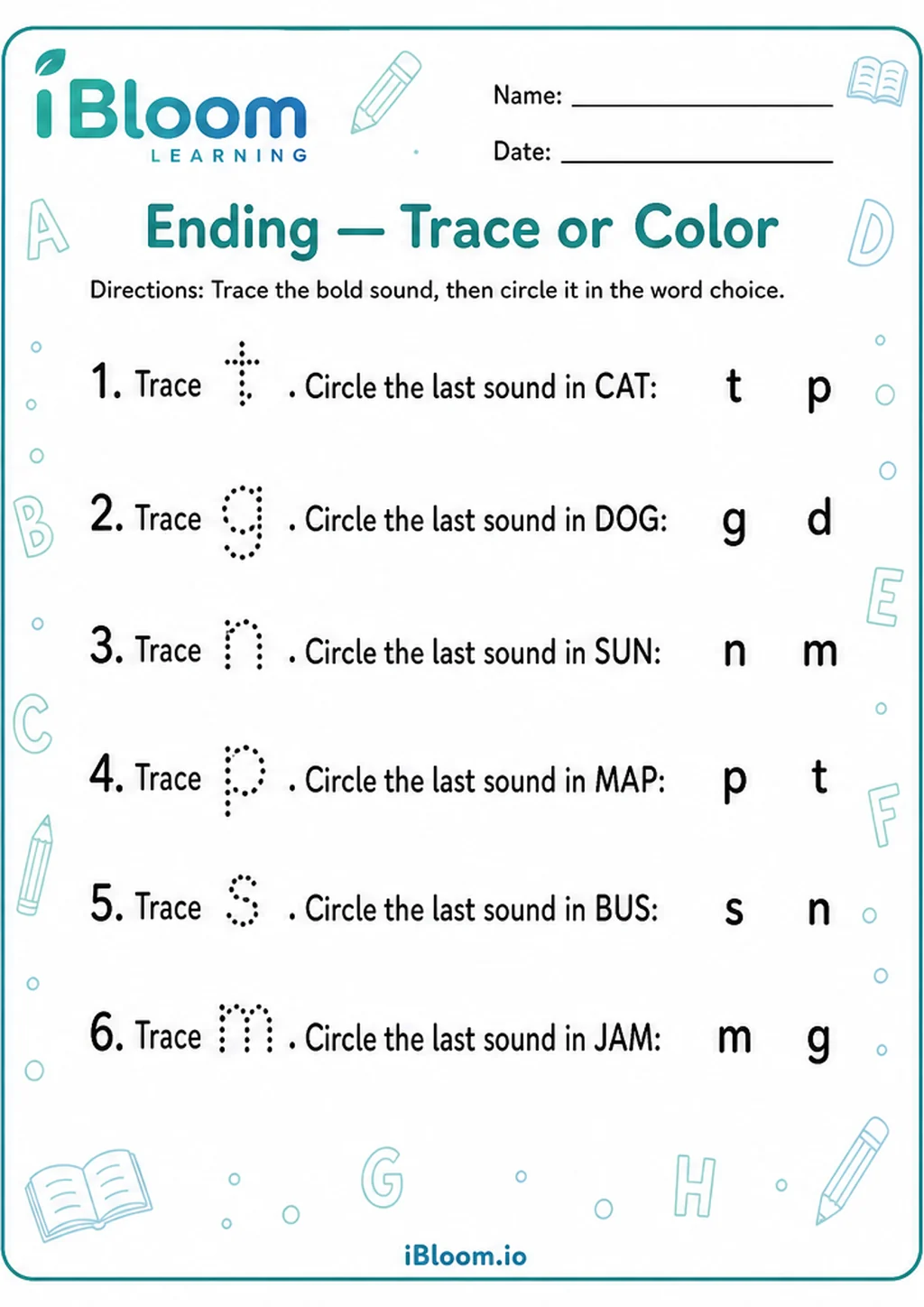 Preview of Ending — Trace or Color worksheet