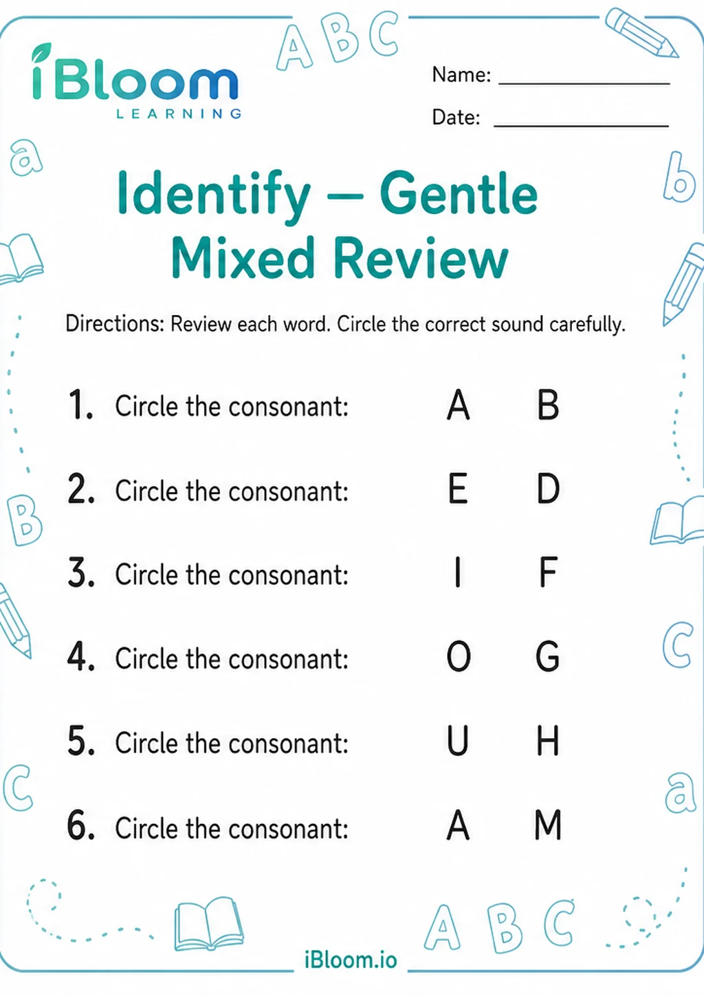 Preview page 1 of Identify — Gentle Mixed Review