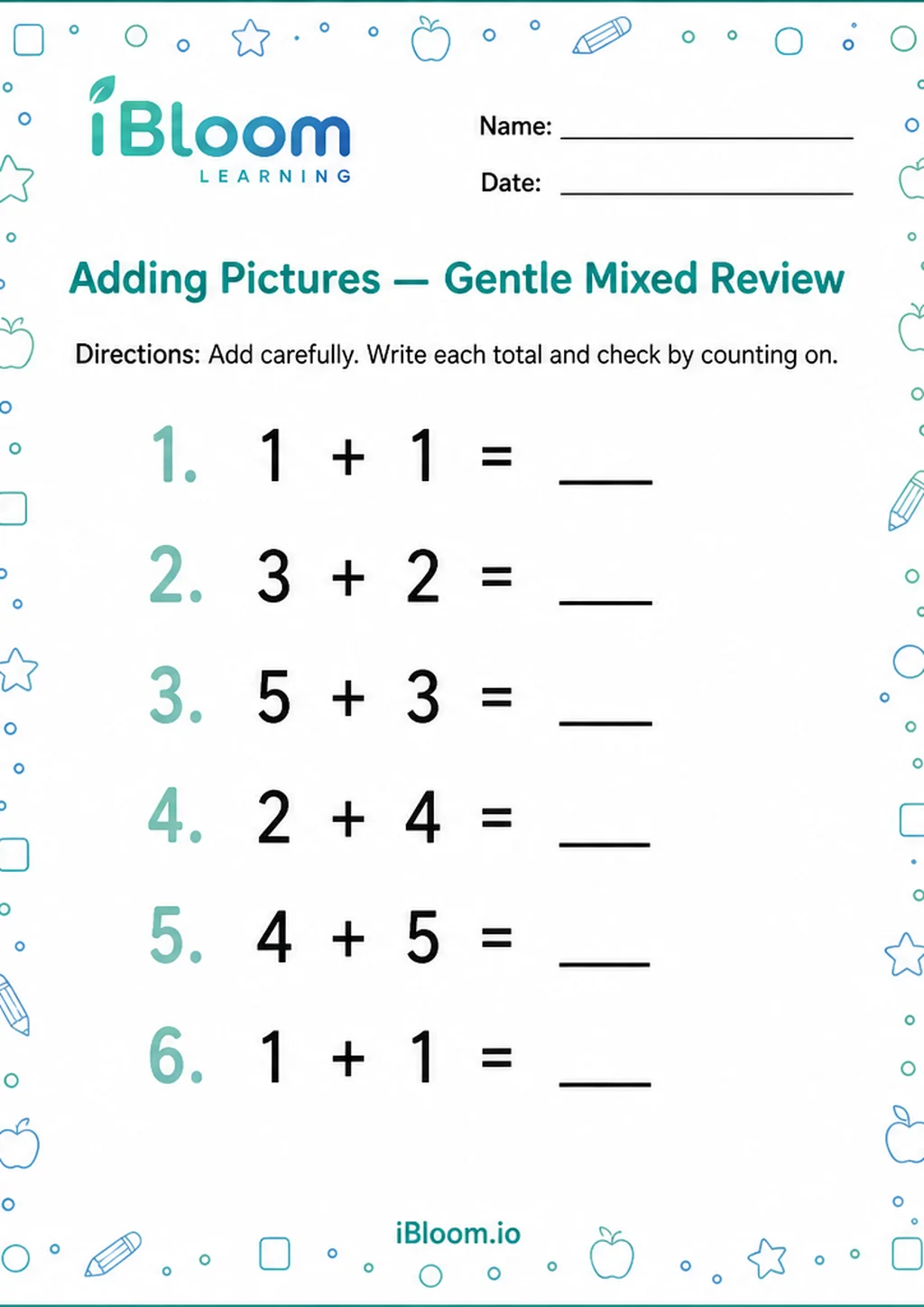 Preview page 1 of Adding Pictures — Gentle Mixed Review