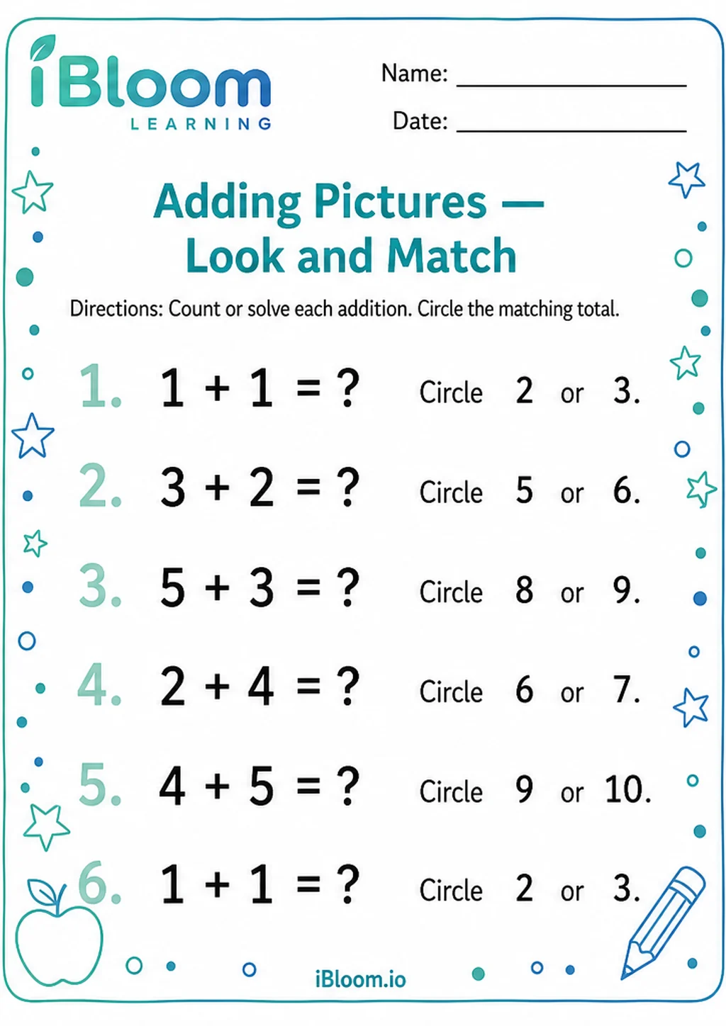 Preview page 1 of Adding Pictures — Look and Match
