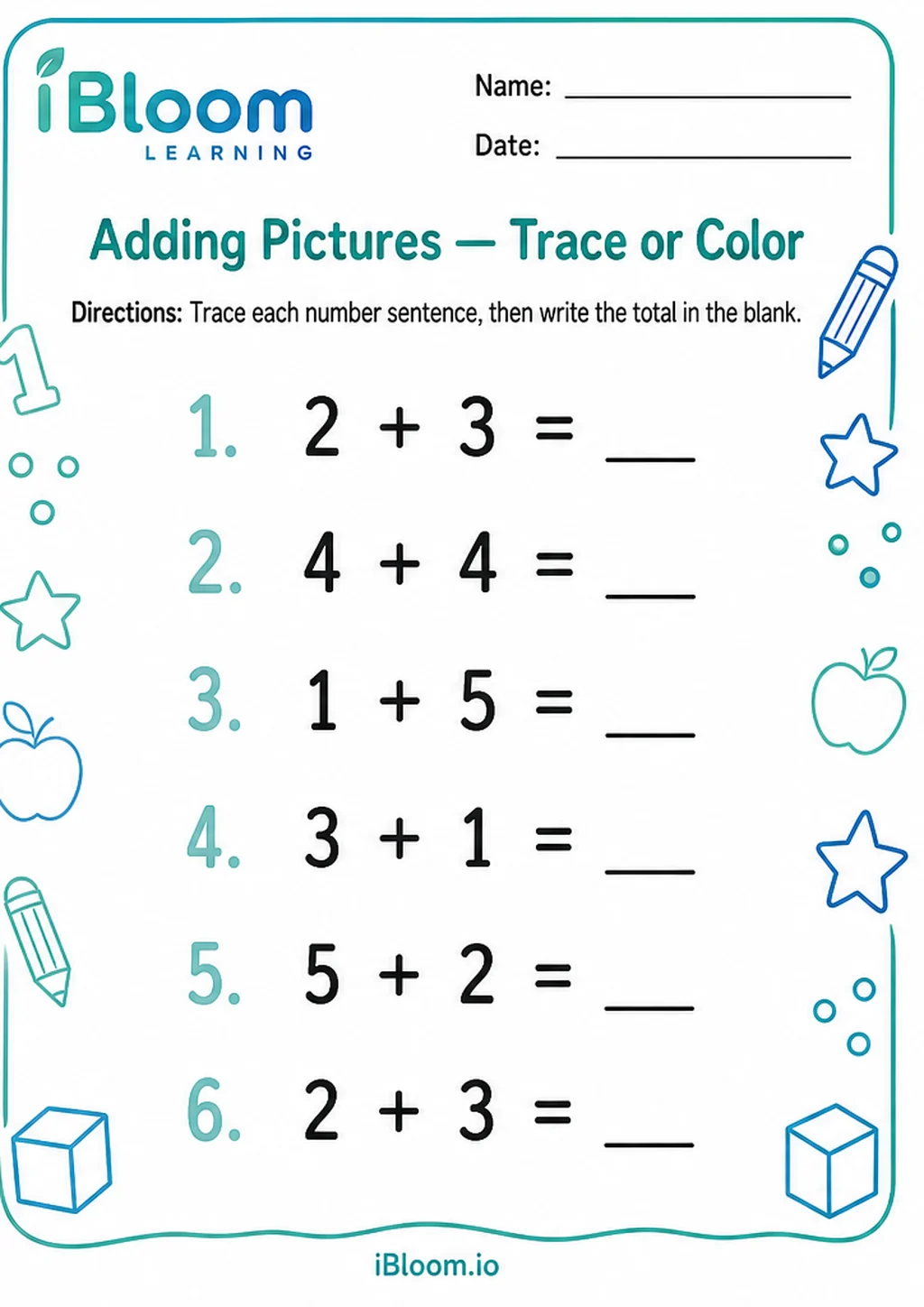 Preview page 1 of Adding Pictures — Trace or Color