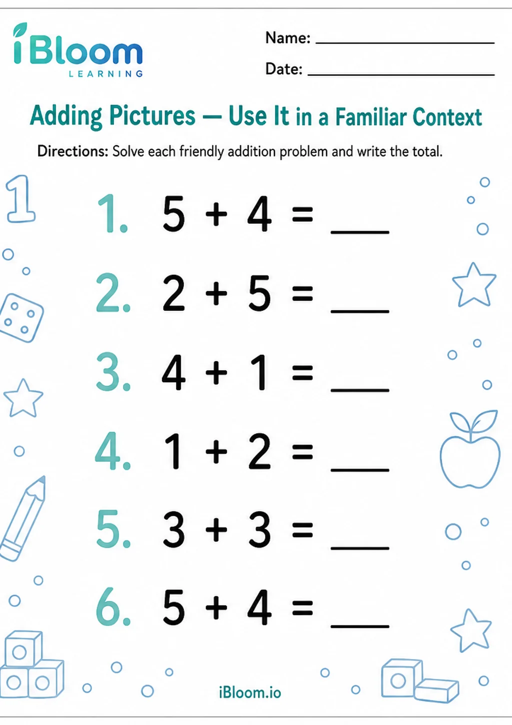Preview of Adding Pictures — Use It in a Familiar Context worksheet
