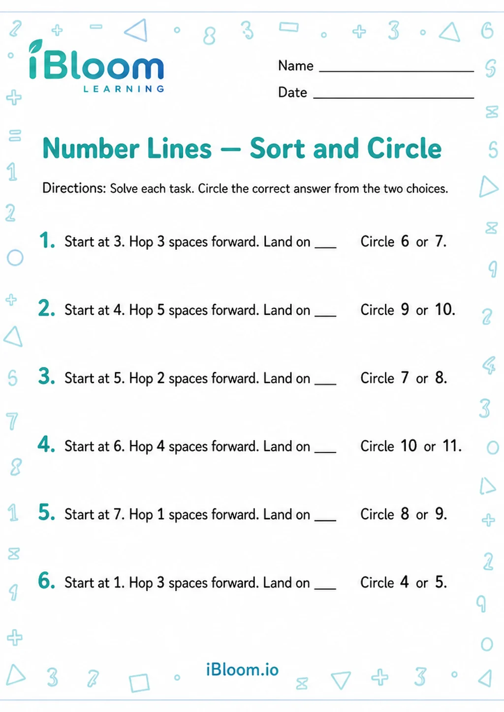 Preview of Number Lines — Sort and Circle worksheet