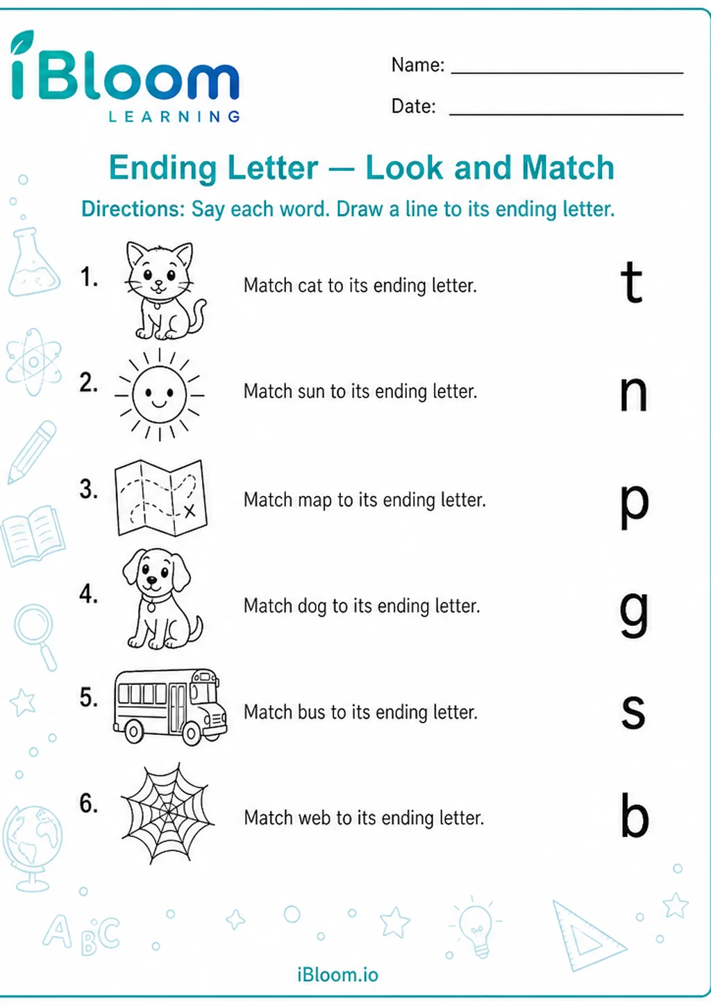 Preview page 1 of Ending Letter — Look and Match