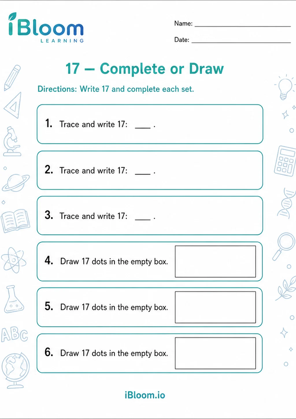 Preview of 17 — Complete or Draw worksheet