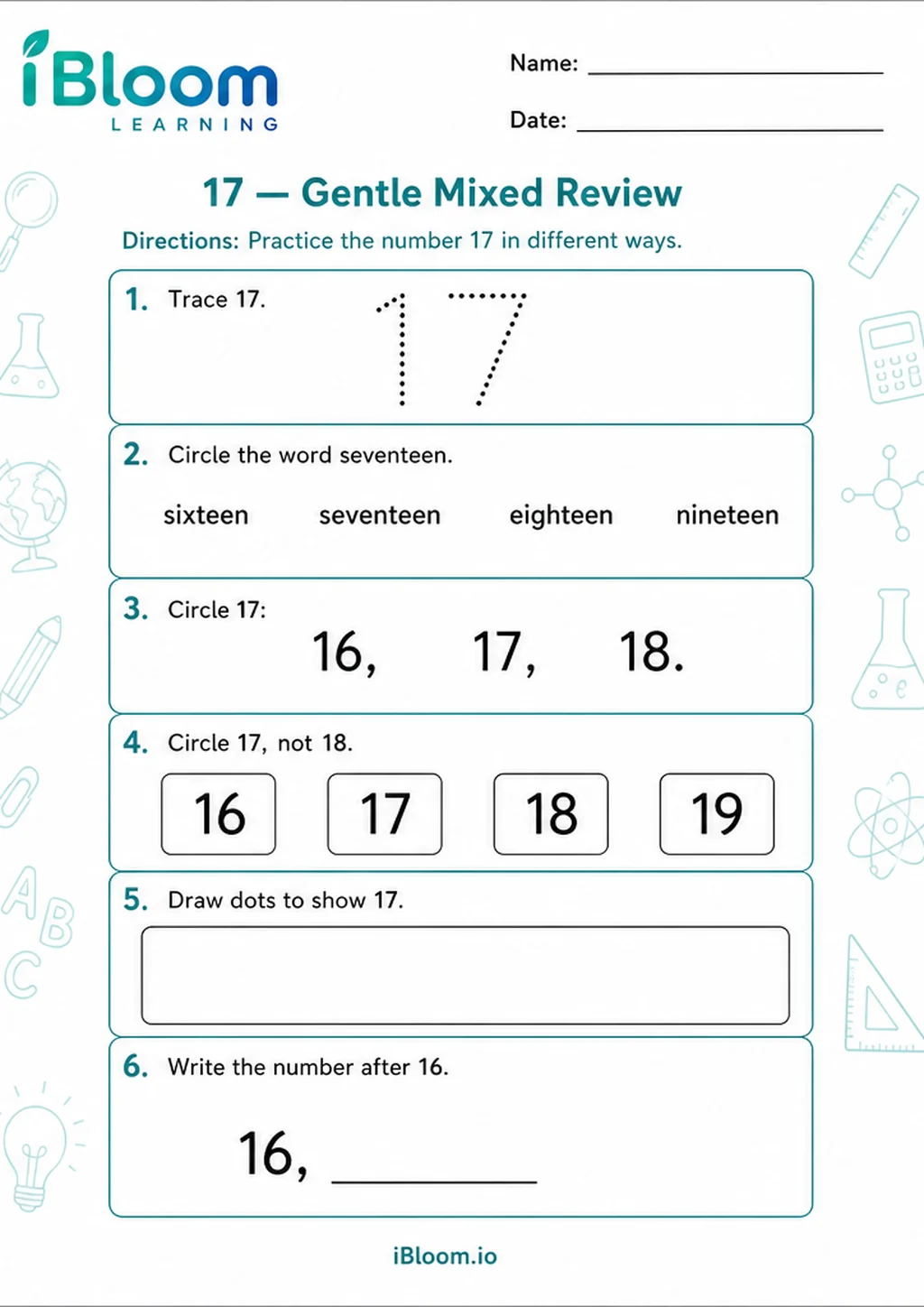 Preview of 17 — Gentle Mixed Review worksheet