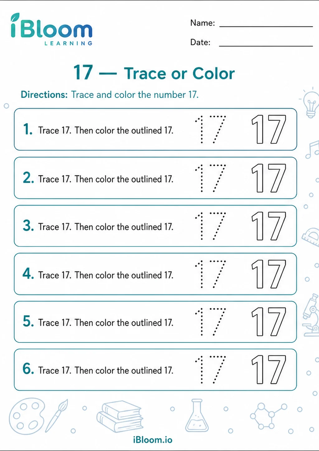 Preview of 17 — Trace or Color worksheet