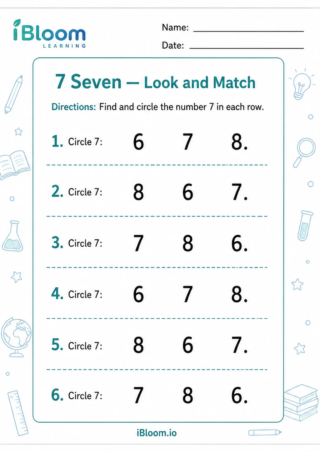 Preview page 1 of 7 Seven — Look and Match