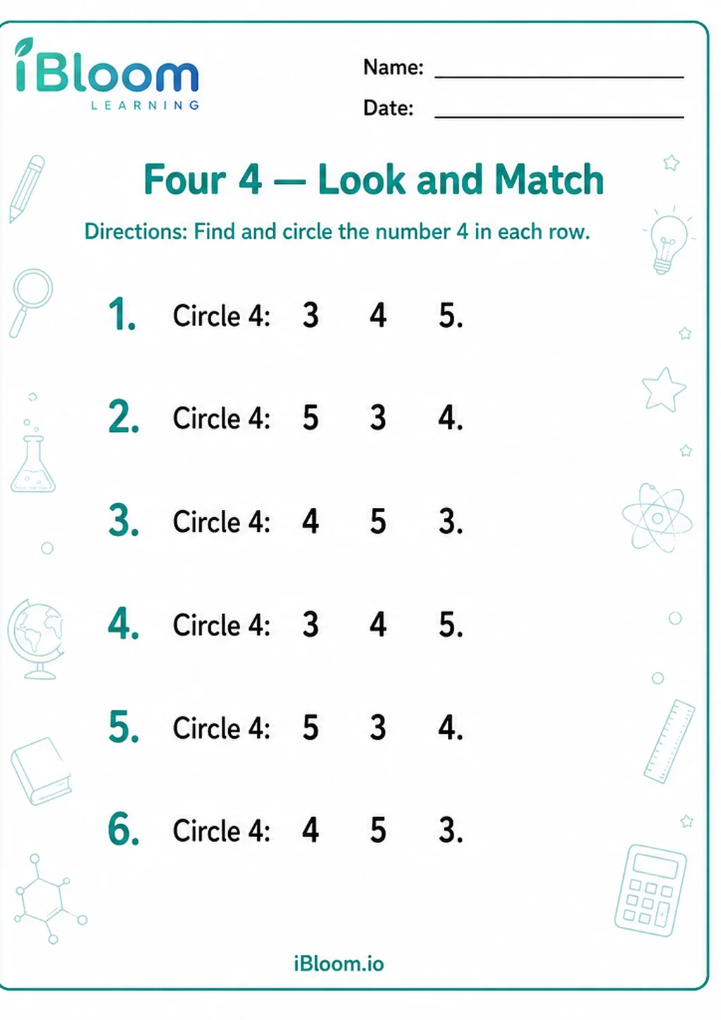 Preview page 1 of Four 4 — Look and Match