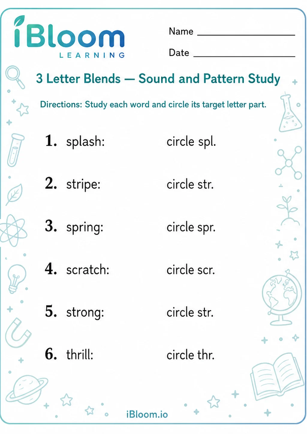 Preview page 1 of 3 Letter Blends — Sound and Pattern Study