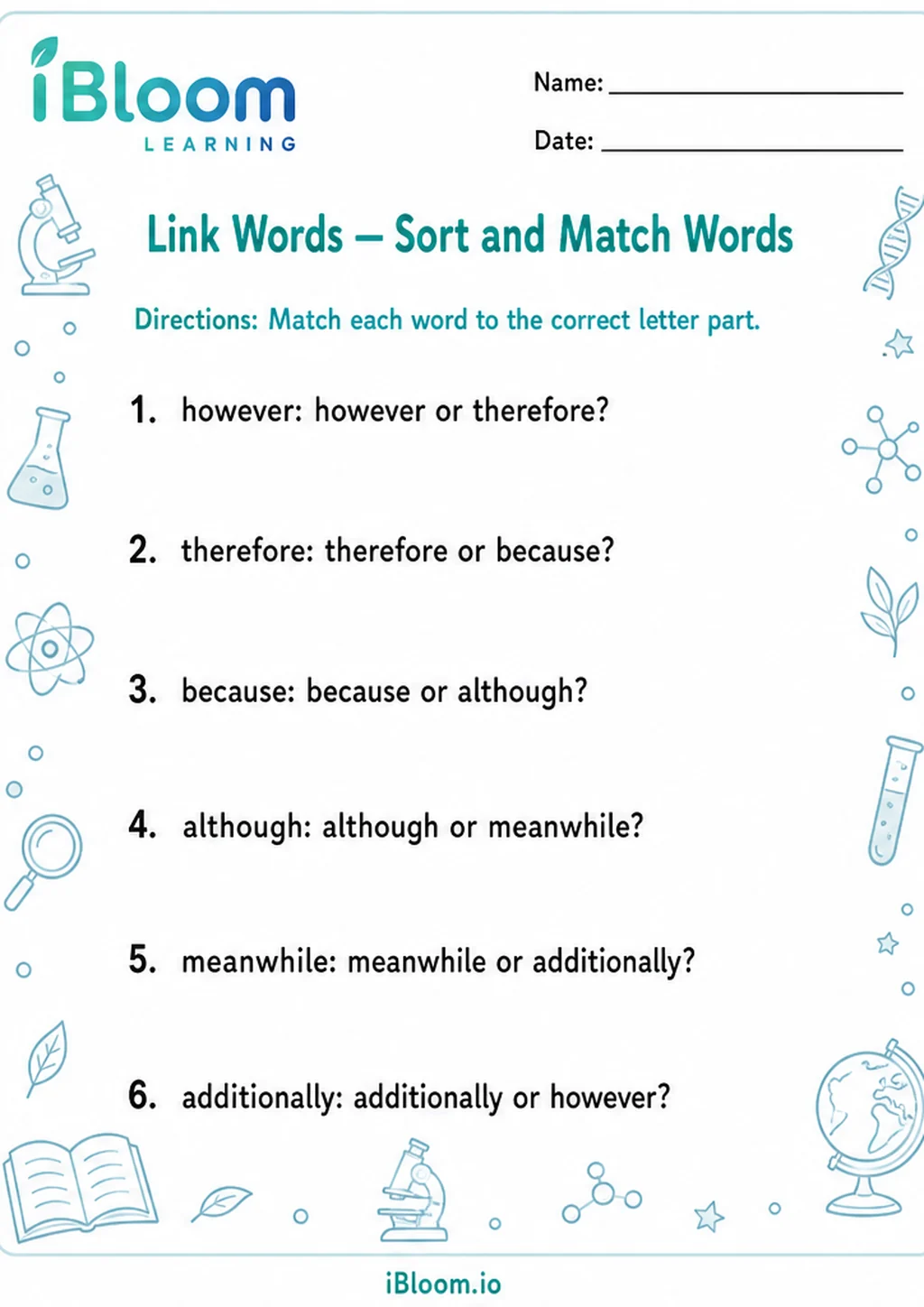 Preview of Link Words — Sort and Match Words worksheet