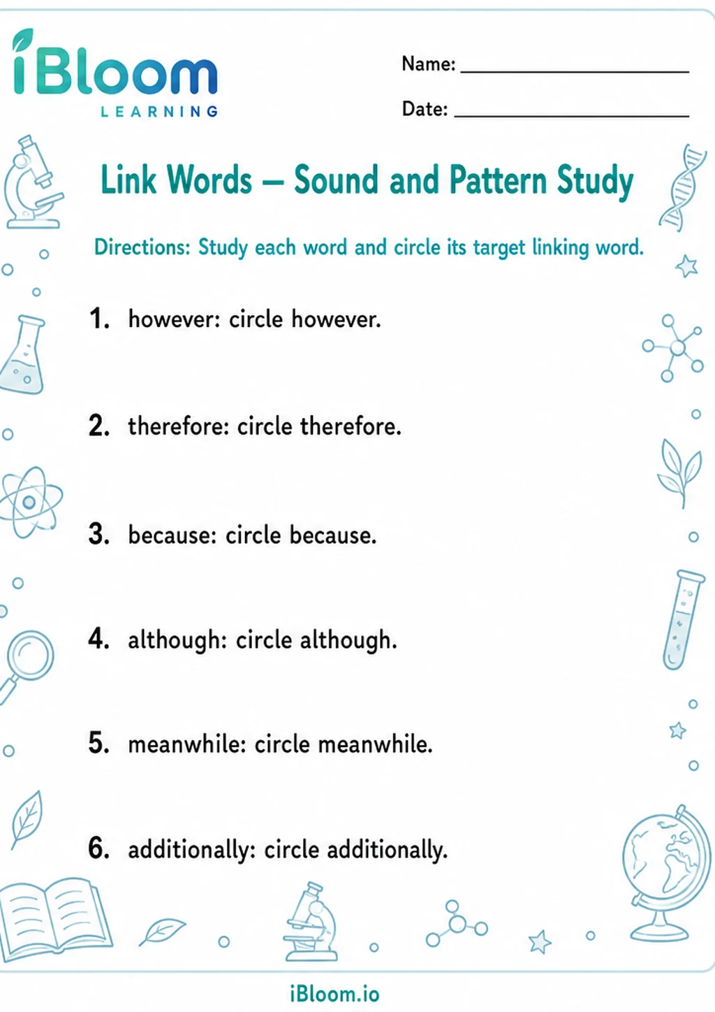 Preview page 1 of Link Words — Sound and Pattern Study
