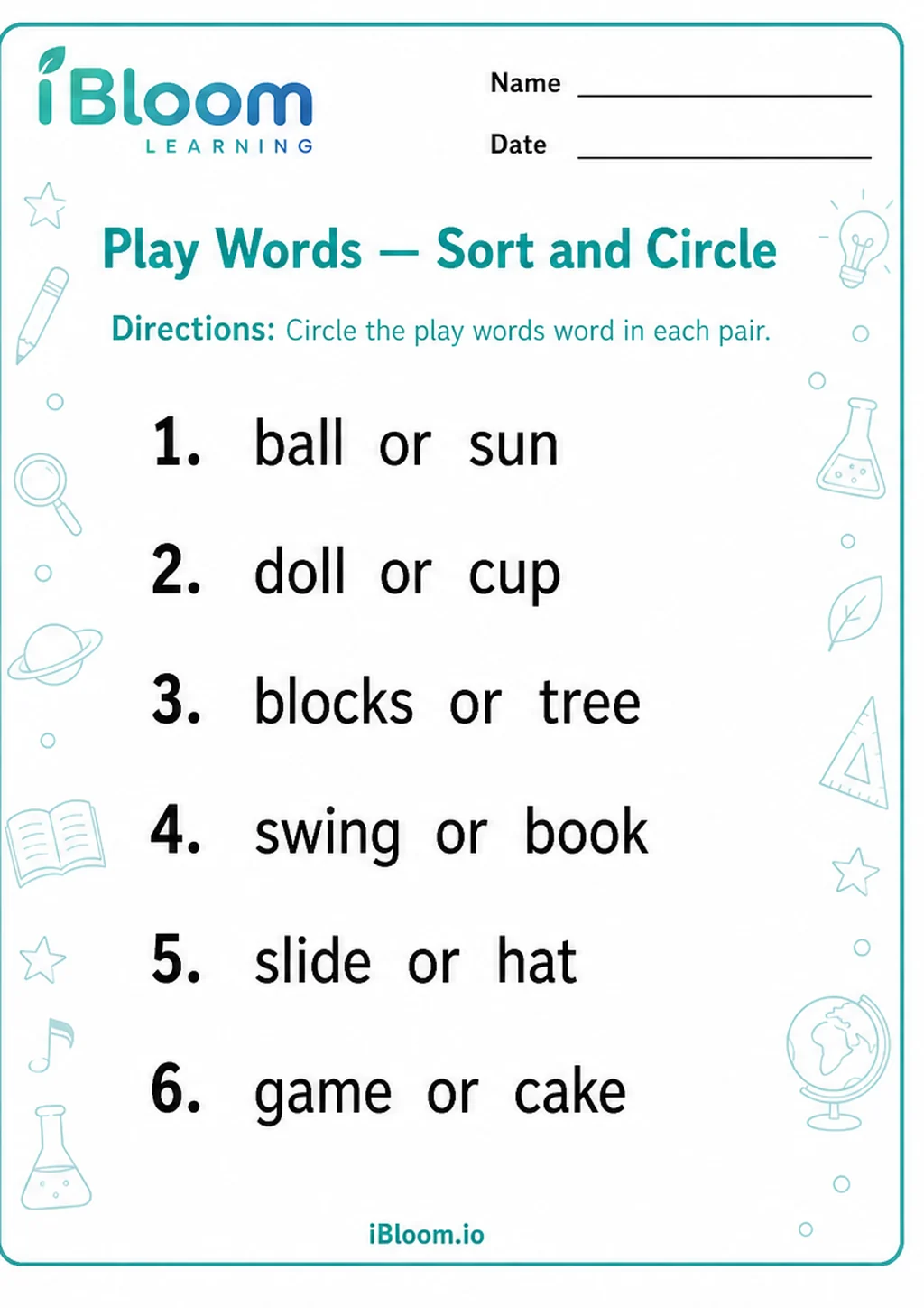 Preview page 1 of Play Words — Sort and Circle