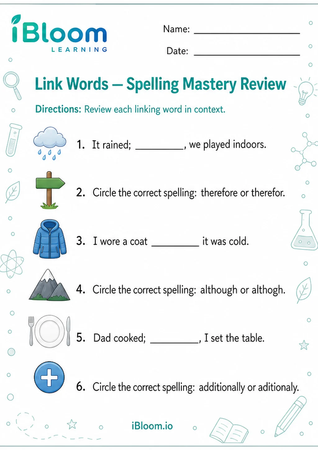 Preview page 1 of Link Words — Spelling Mastery Review