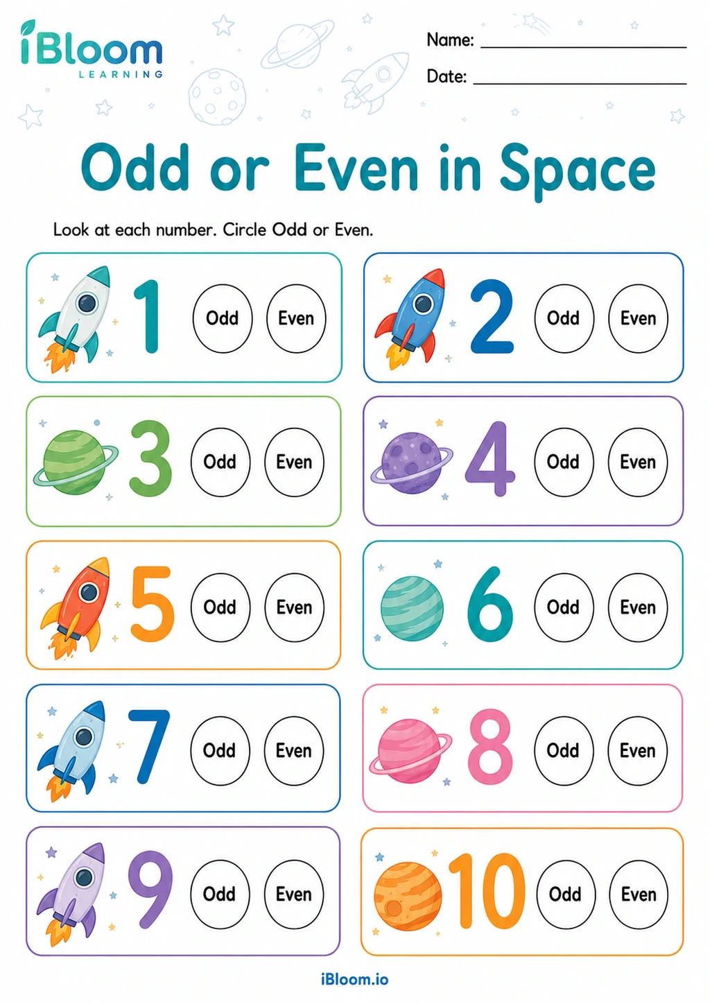 Preview page 1 of Odd or Even in Space