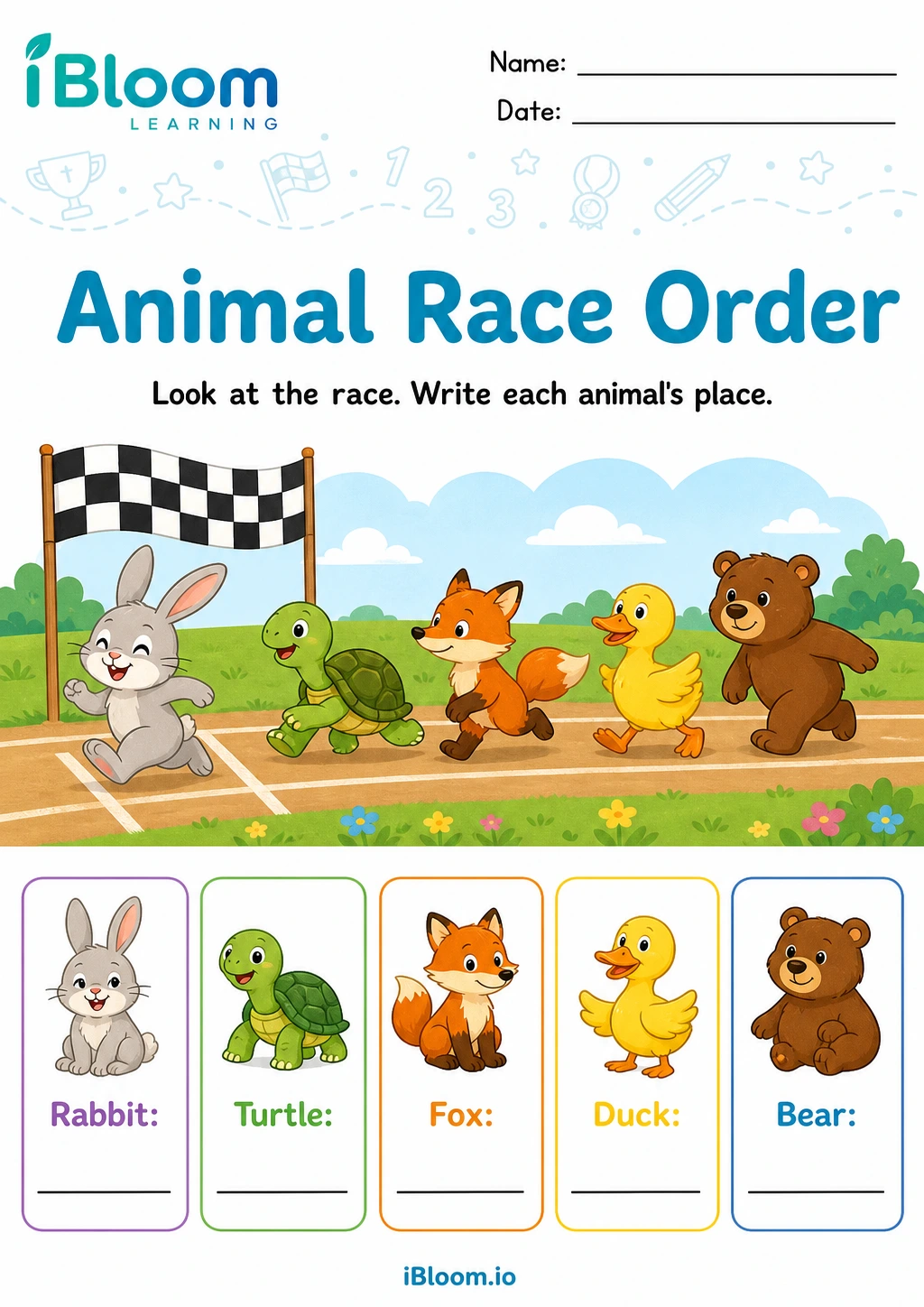 Preview page 1 of Animal Race Order