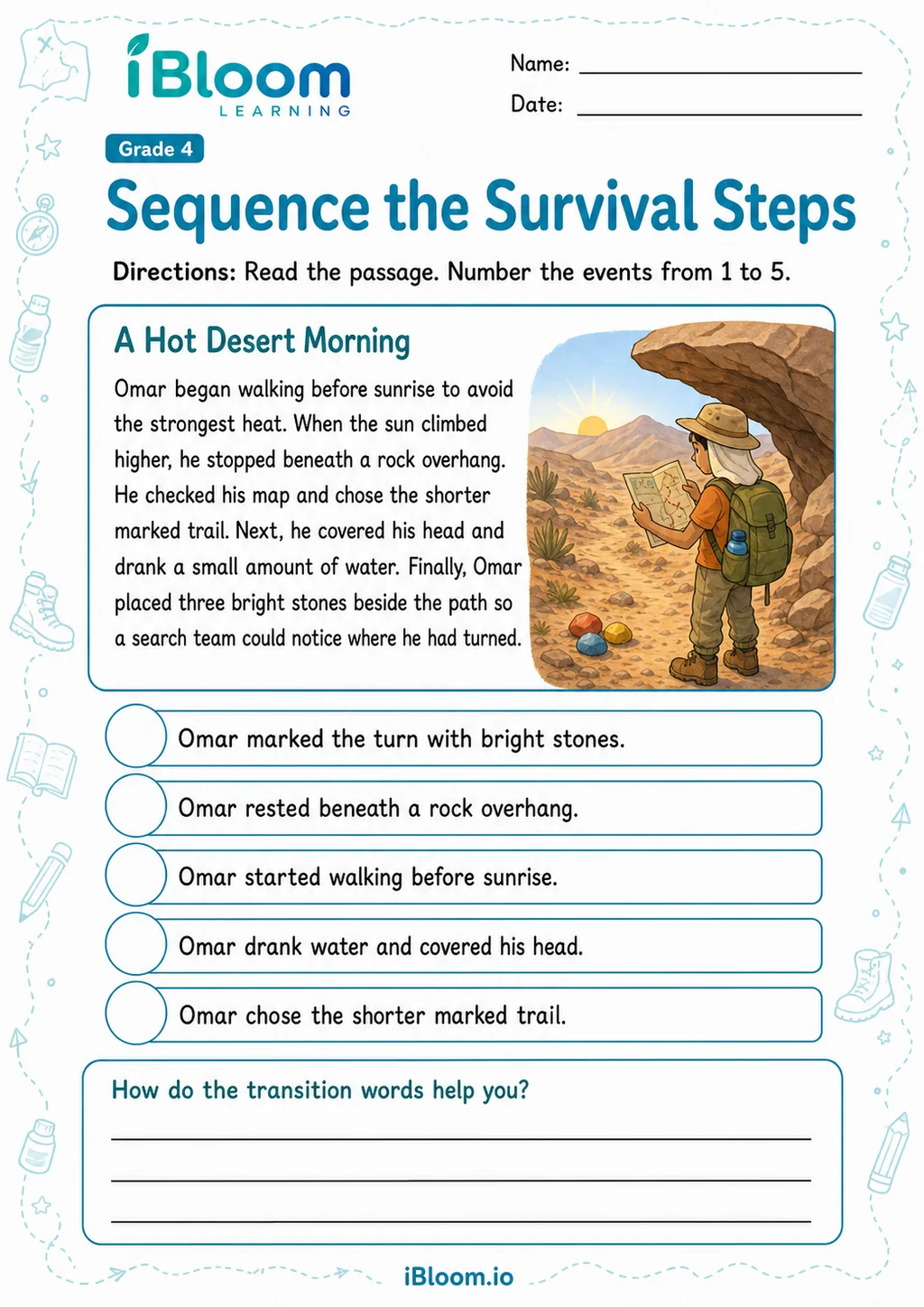 Preview page 1 of Sequence the Survival Steps