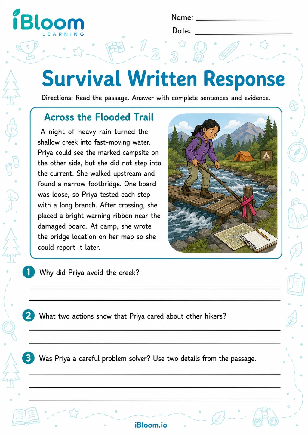 Preview page 1 of Survival Written Response