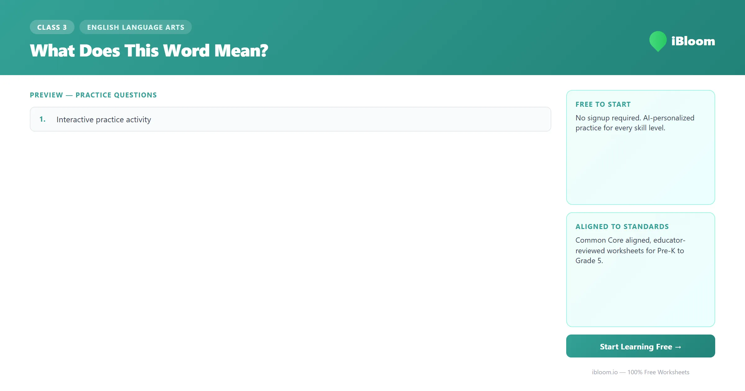 Free What Does This Word Mean? Worksheets for Class 3 | iBloom