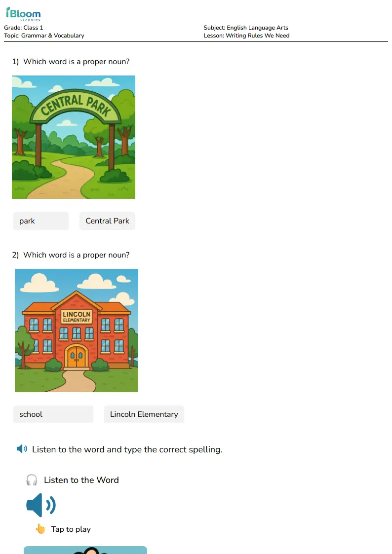 Free Writing Rules We Need Worksheets for Class 1 | iBloom