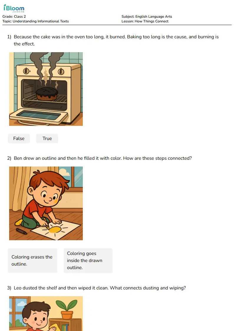 Free How Things Connect Worksheets for Class 2