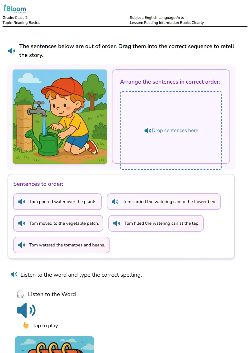 Free Reading Information Books Clearly Worksheets for Class 2 | iBloom