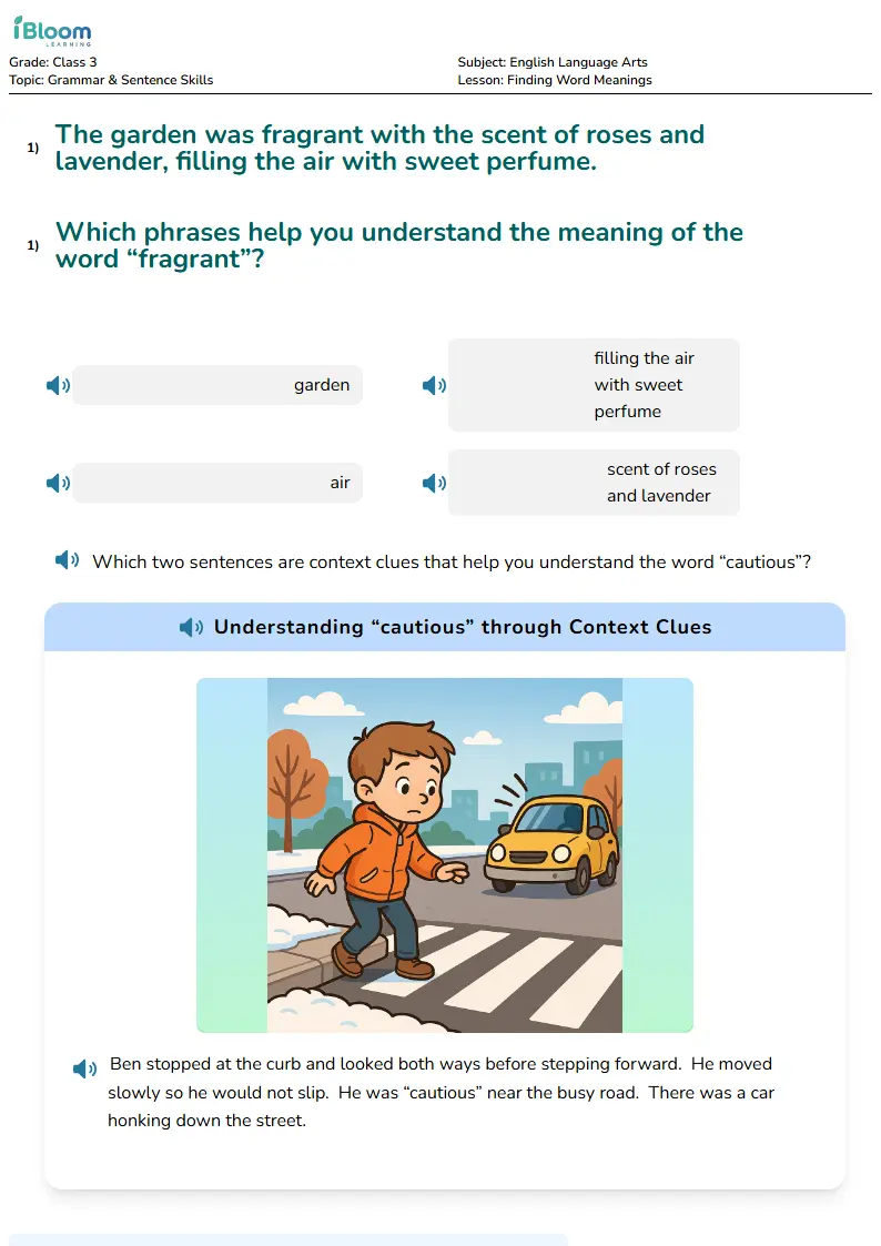 Context Clues for Word Meanings | Class 3