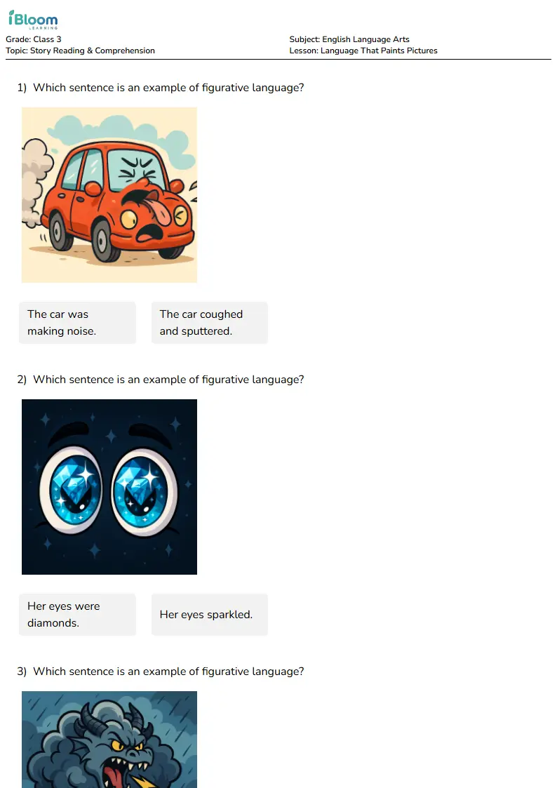 Figurative Language Practice for Class 3