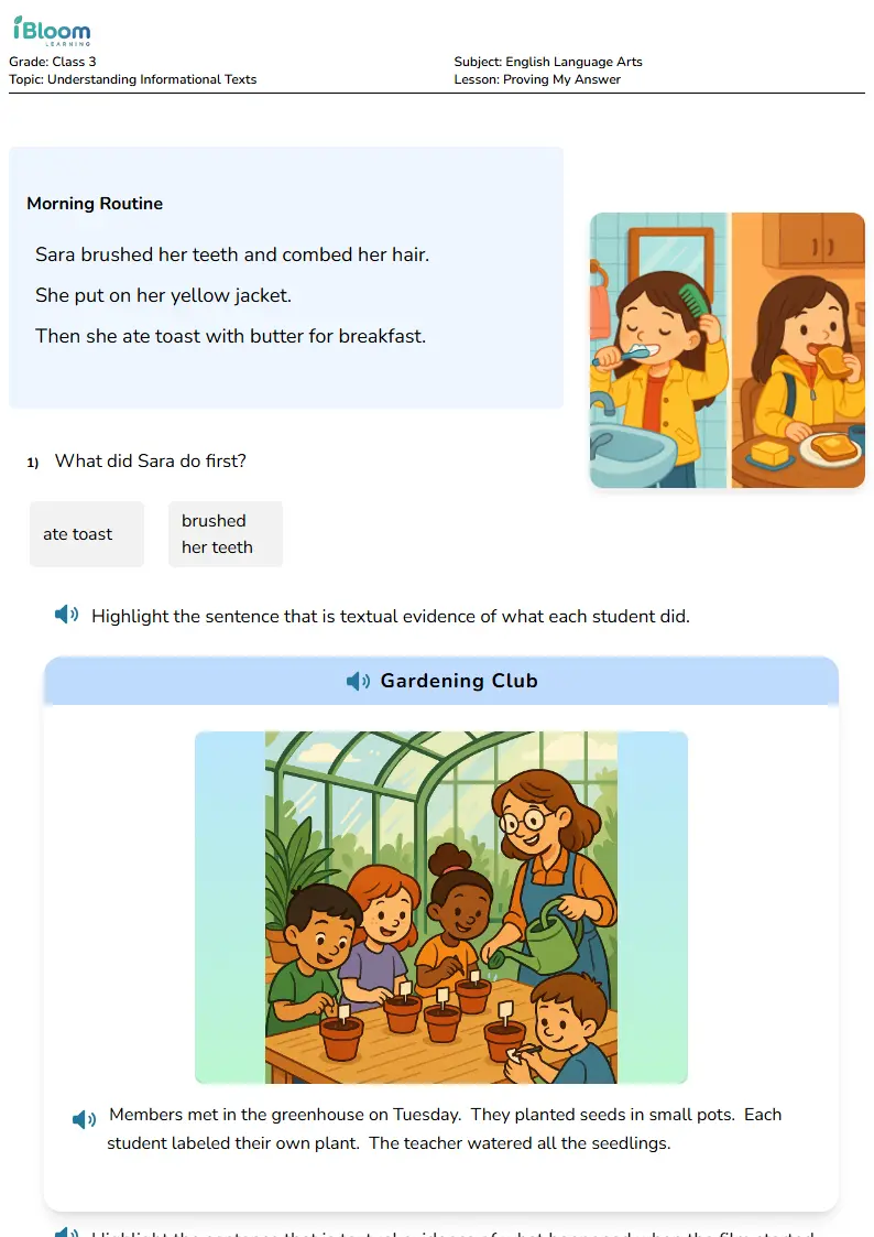 Prove Your Answer Worksheet for Class 3