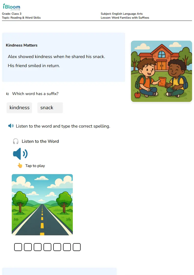 Free Word Families with Suffixes Worksheets for Class 3 | iBloom