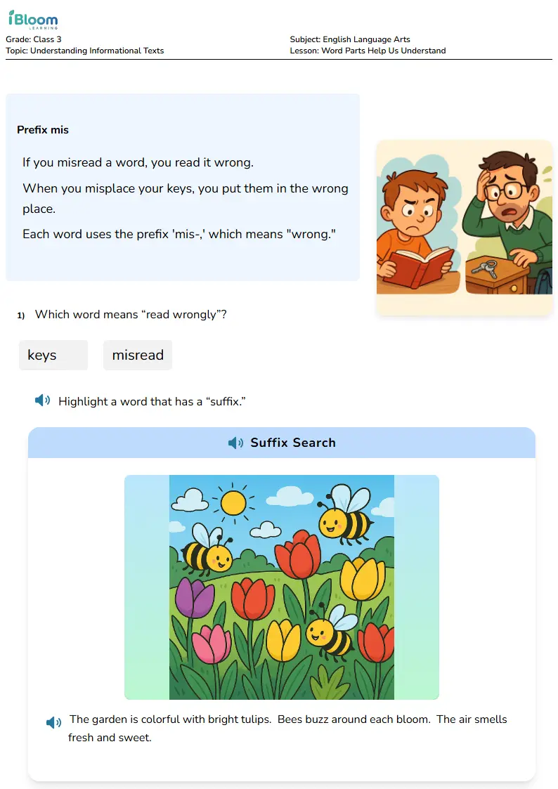 Free Word Parts Help Us Understand Worksheets for Class 3 | iBloom