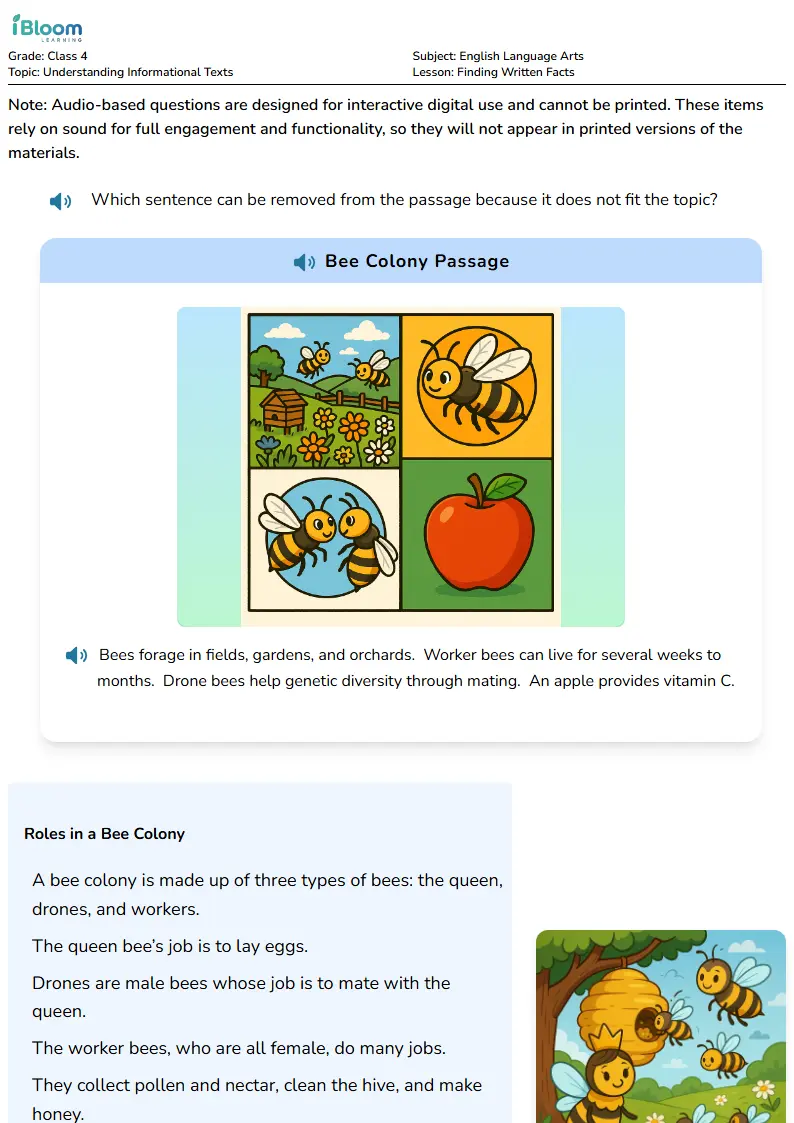 Free Finding Written Facts Worksheets for Class 4