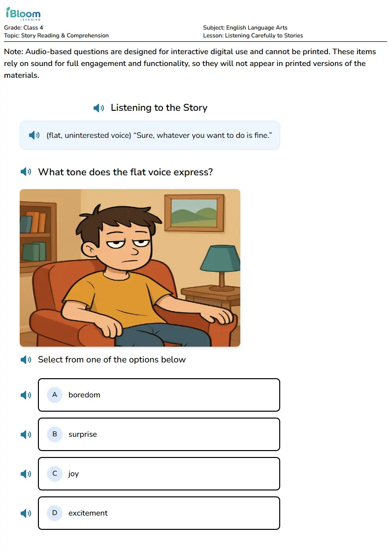 Tone of Voice in Stories | Class 4