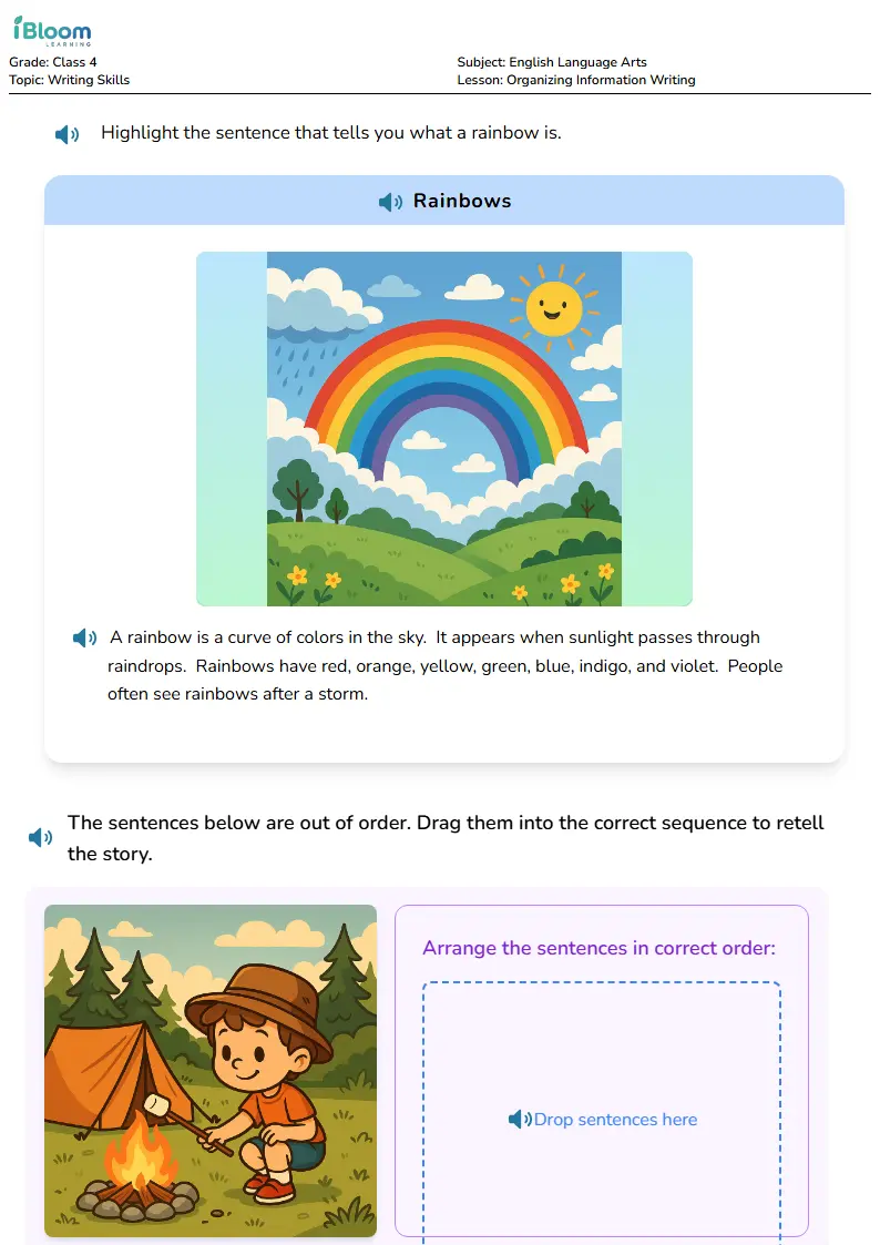 Free Organizing Information Writing Worksheets for Class 4 | iBloom
