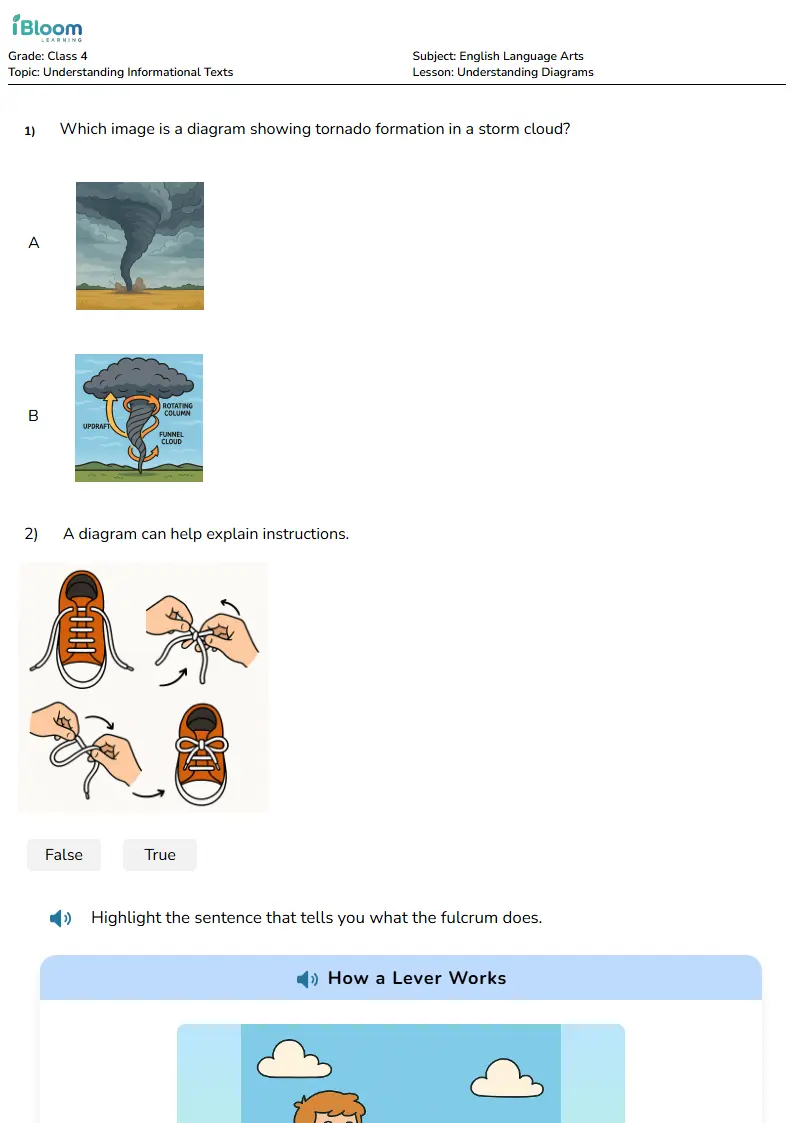 Free Understanding Diagrams Worksheets for Class 4 | iBloom